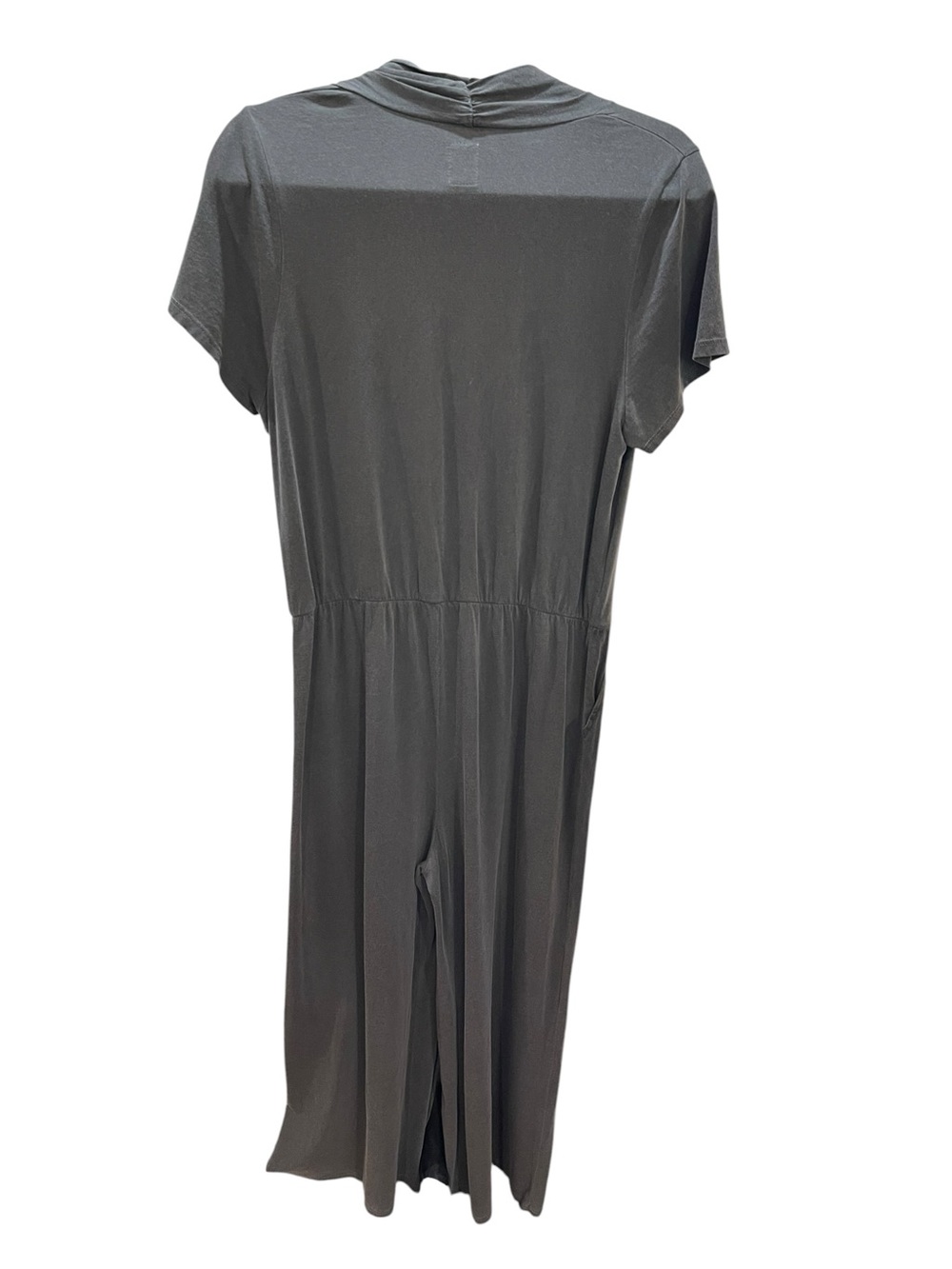 New NSF Wide Leg Jumpsuit Surplice Bust Short Sleeves SZ L Charcoal Grey - Picture 2 of 7